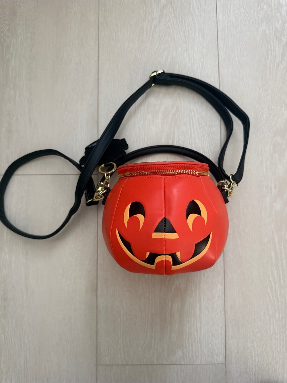 Loungefly Orange Pumpkin Donald Duck Crossbody Bag with Black Strap